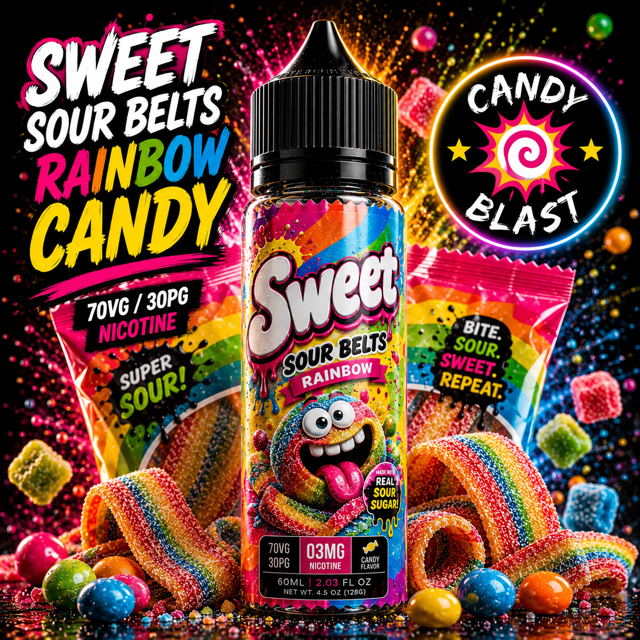 SOUR BELTS - Rainbow Sour Belts